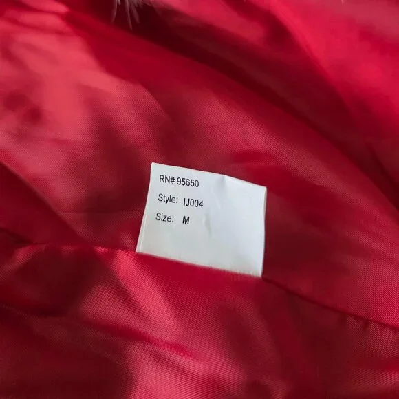 VINTAGE Sans Souci Women's Faux Fur Coat Red Size M - Picture 6 of 7